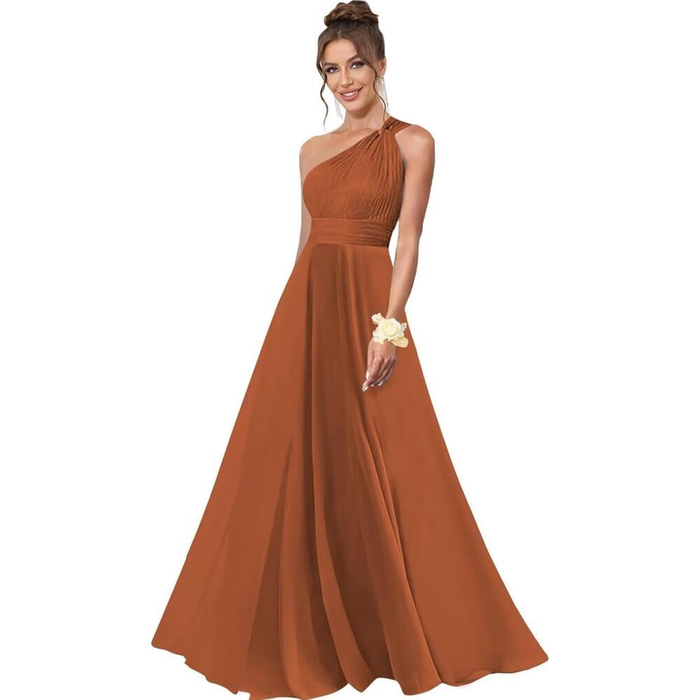 One Shoulder Pleated Athenian Dress Maxi Dress Size 14 Elegant formal wedding